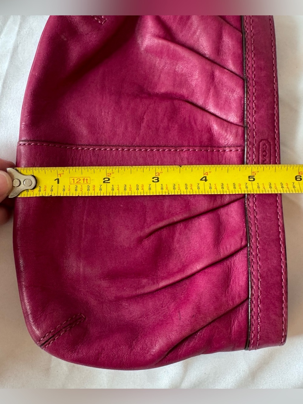 Coach Pink Magenta Wristlet Clutch Handbag Soho Legacy Pleated Leather Purse EUC - Picture 7 of 7